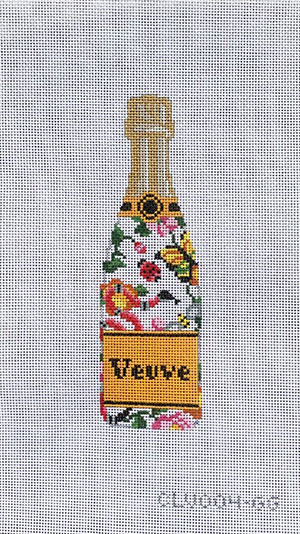 #034;Veuve" Champagne Bottle Louis Vuitton Check HP Needlepoint  Canvas C'ate La Vie