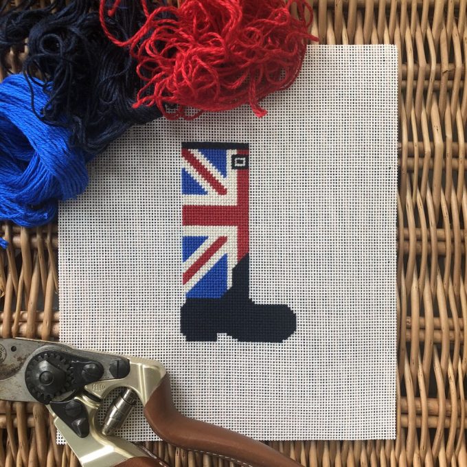 Wellie Boot Union Jack Red|Blue|Navy - Tout Le Monde Needlepoint