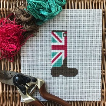 Wellie Boot Union Jack Vermillion|Nile|Khaki - Tout Le Monde Needlepoint