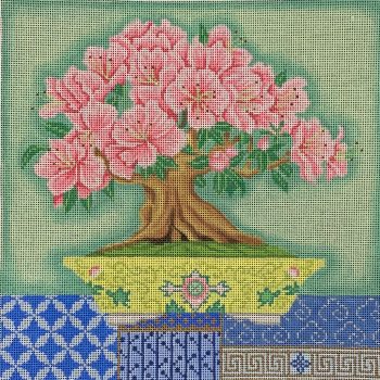 Azalea Bonsai in Blue and White Vase - Brenda Stofft